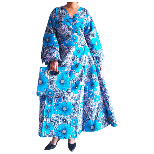 1014 Combo - Long Wrap Dress + Pocketbook Set
