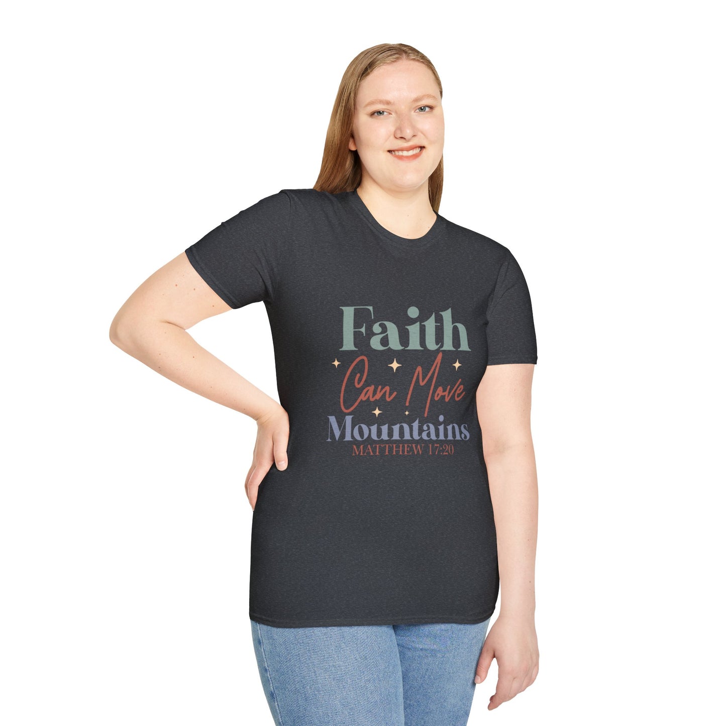 Faith Can Move Mountains, Matthew 17:20, Unisex Softstyle T-Shirt