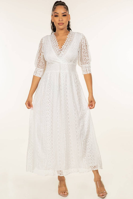 Women's Solid Crochet Maxi Dress
