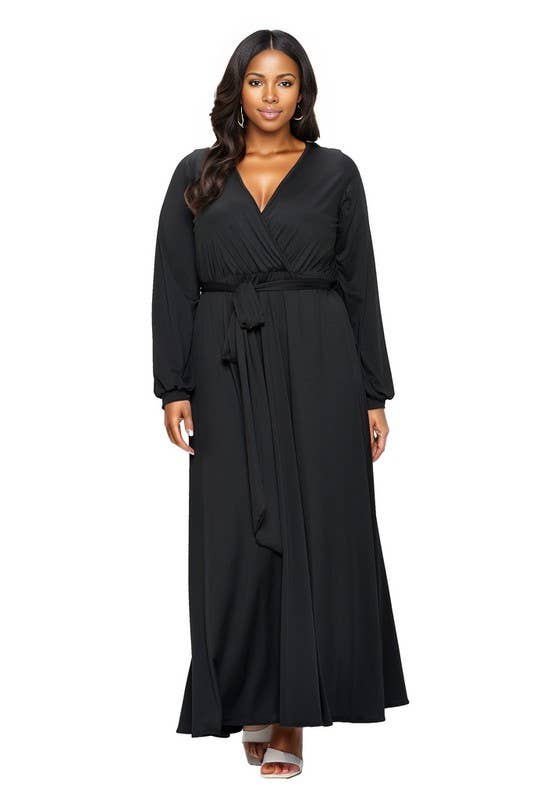 Surplice Belted Maxi Dress