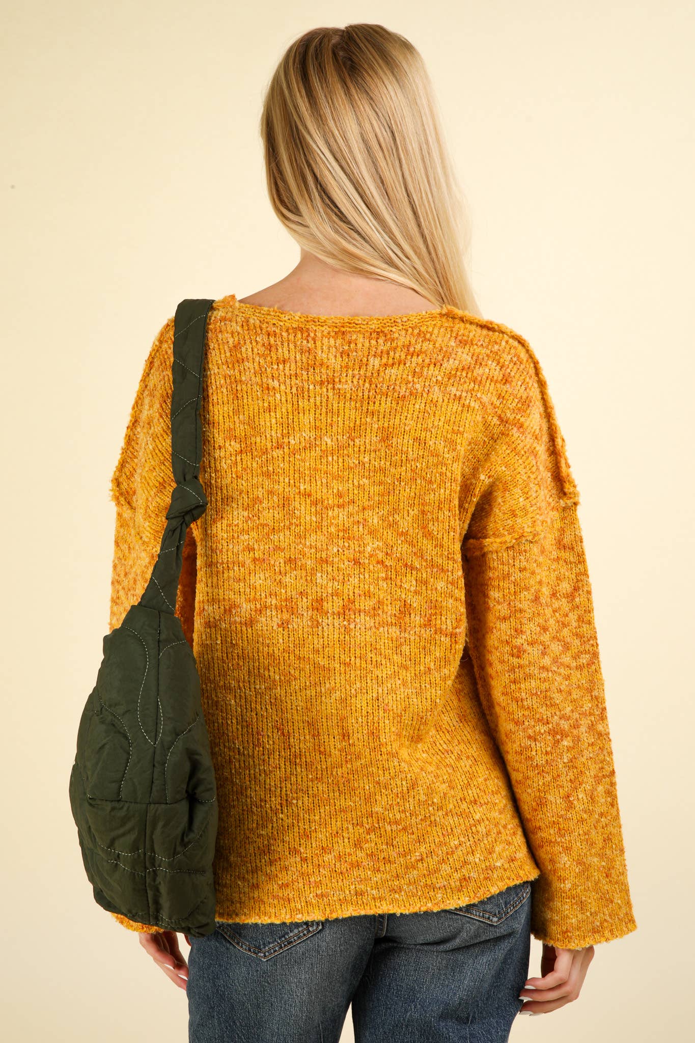 12W3270N-Oversized Casual Multi Color Knit Sweater Top
