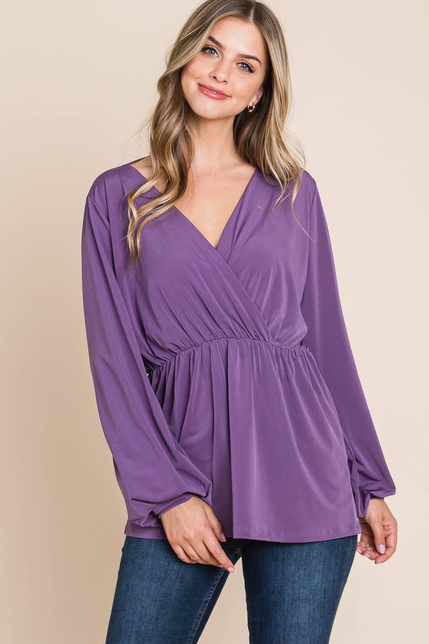 TL1736  LONG SLEEVE WRAP TUNIC
