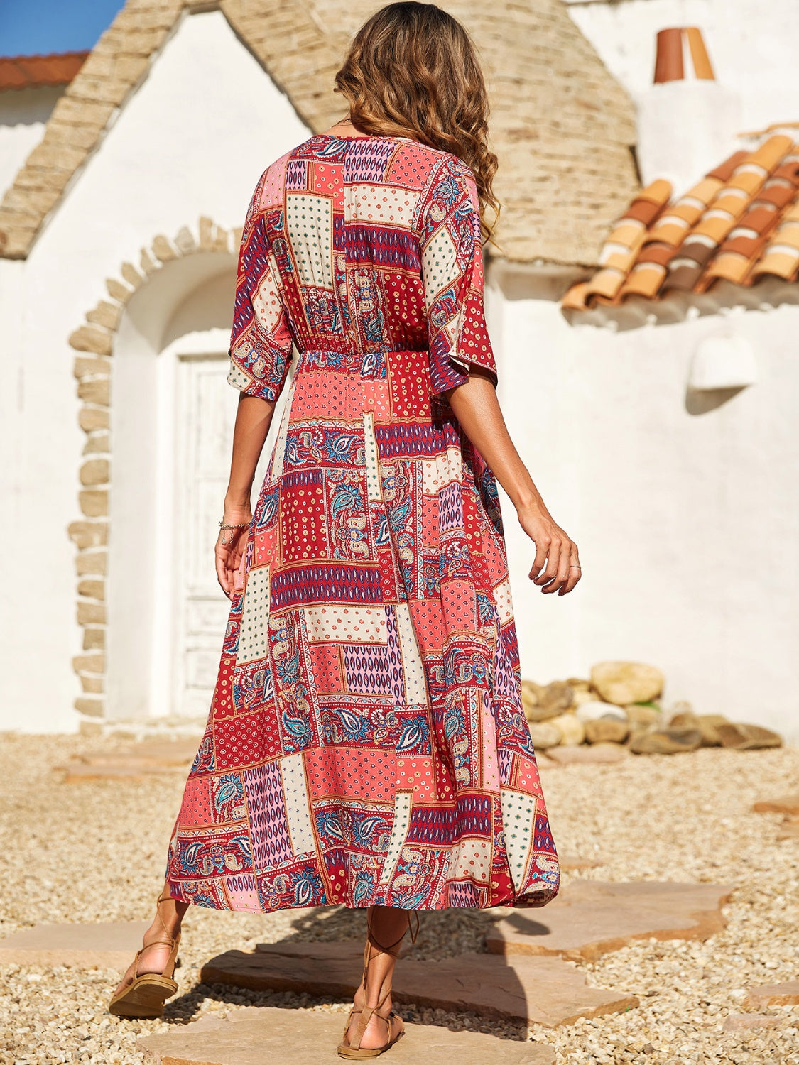 Printed Half Sleeve Midi Dress