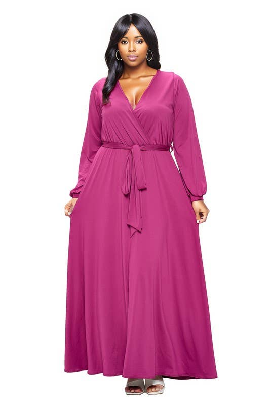 Surplice Belted Maxi Dress