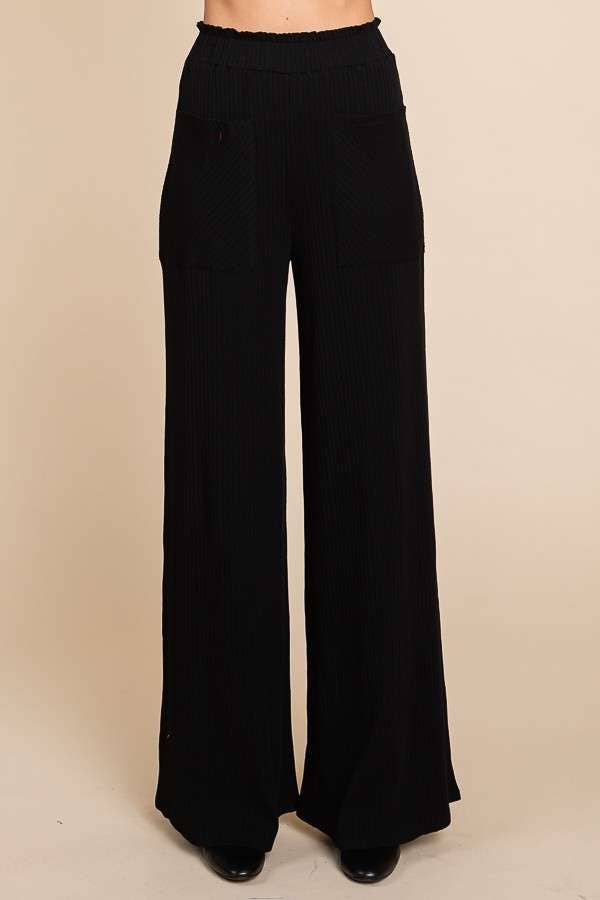Ruching Frill Wasit Wide Pants