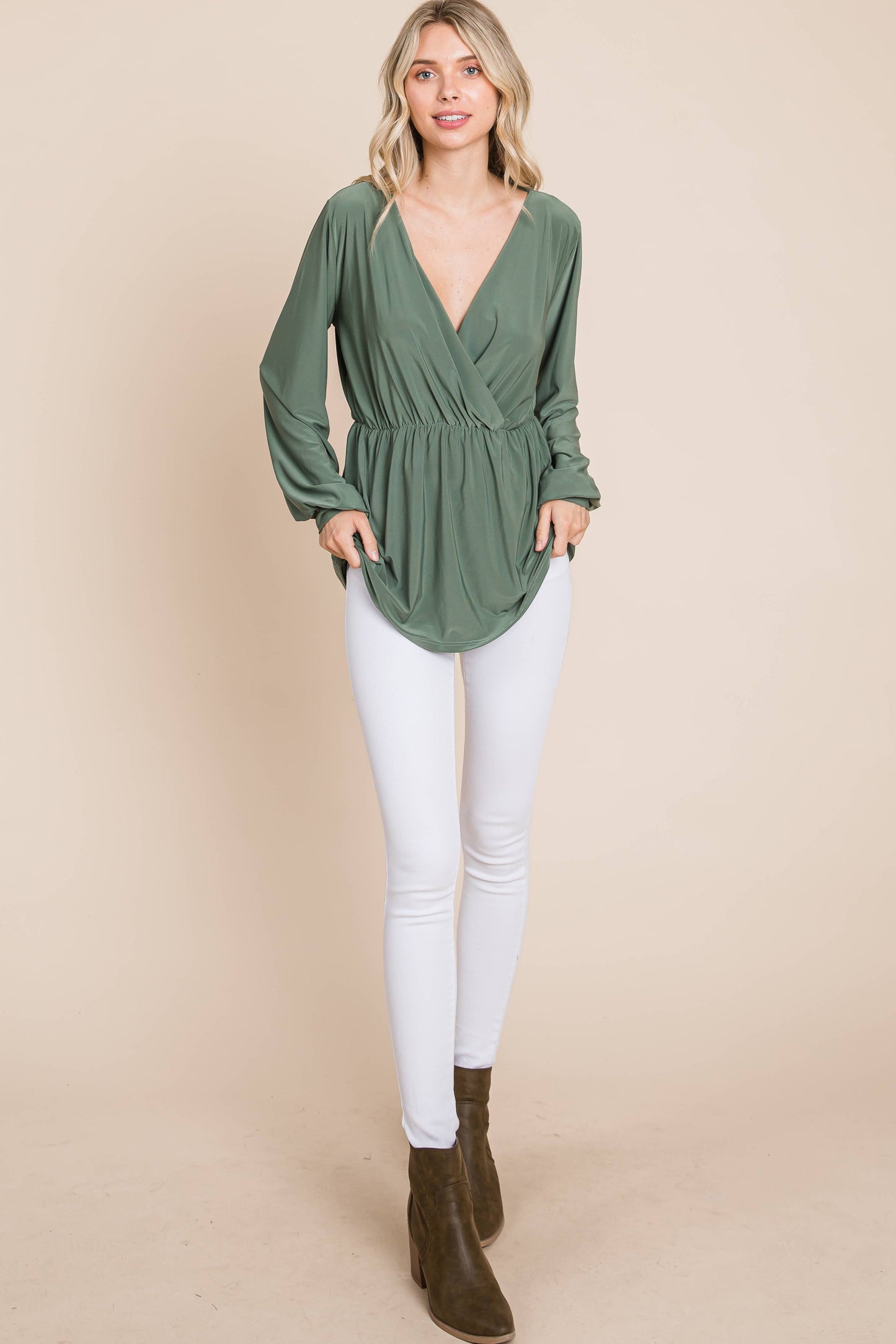 TL1736  LONG SLEEVE WRAP TUNIC