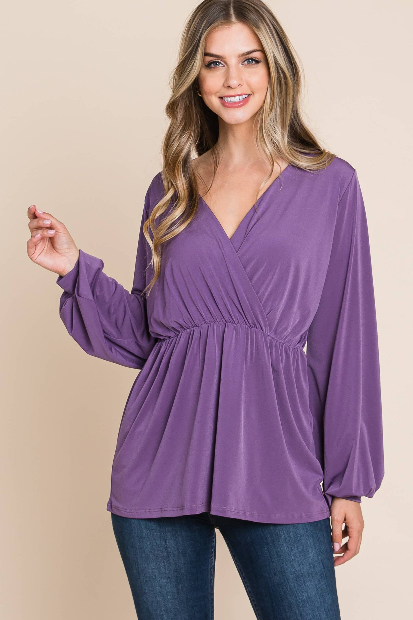 TL1736  LONG SLEEVE WRAP TUNIC