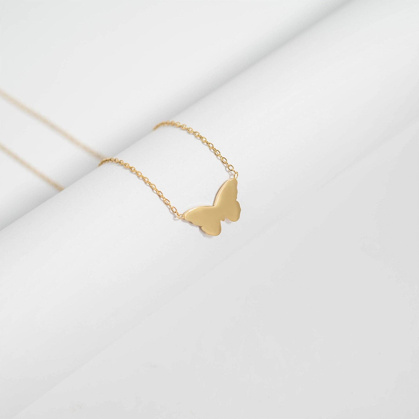 18K Gold PVD Stainless Steel Engravable Butterfly Necklace