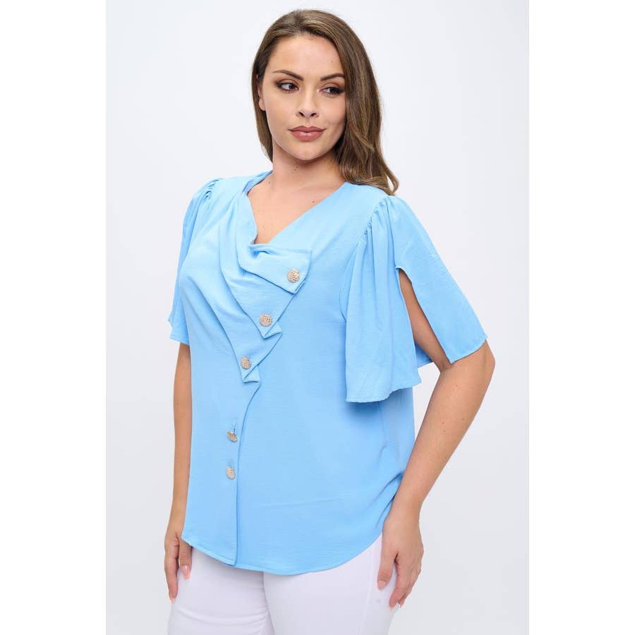 PLUS SIZE SHORT SLEEVE SOLID TOP