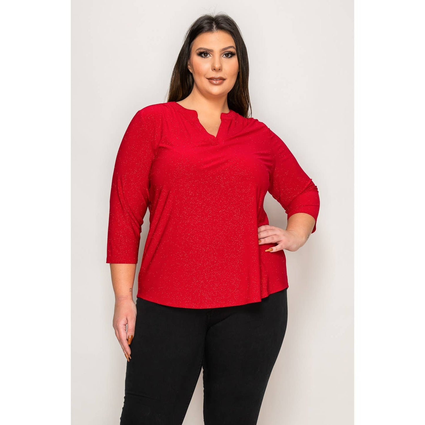 PLUS ITY GLITTER HENLEY SHIRT