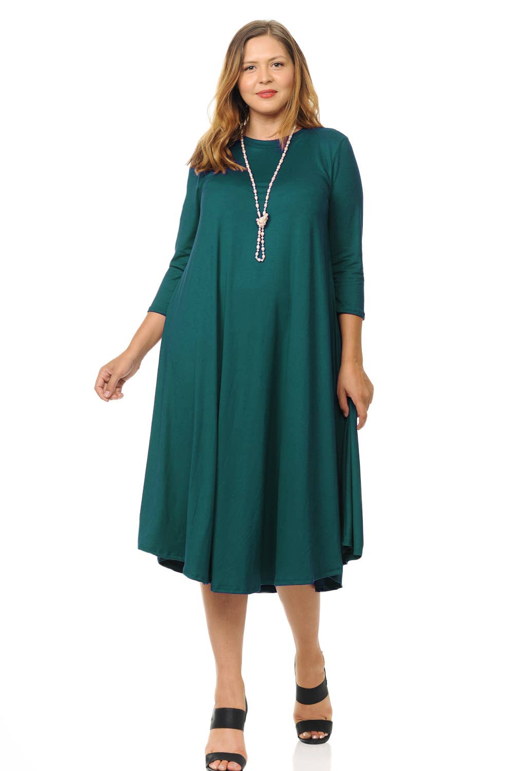 A Line Swing Trapeze Midi Dress Plus