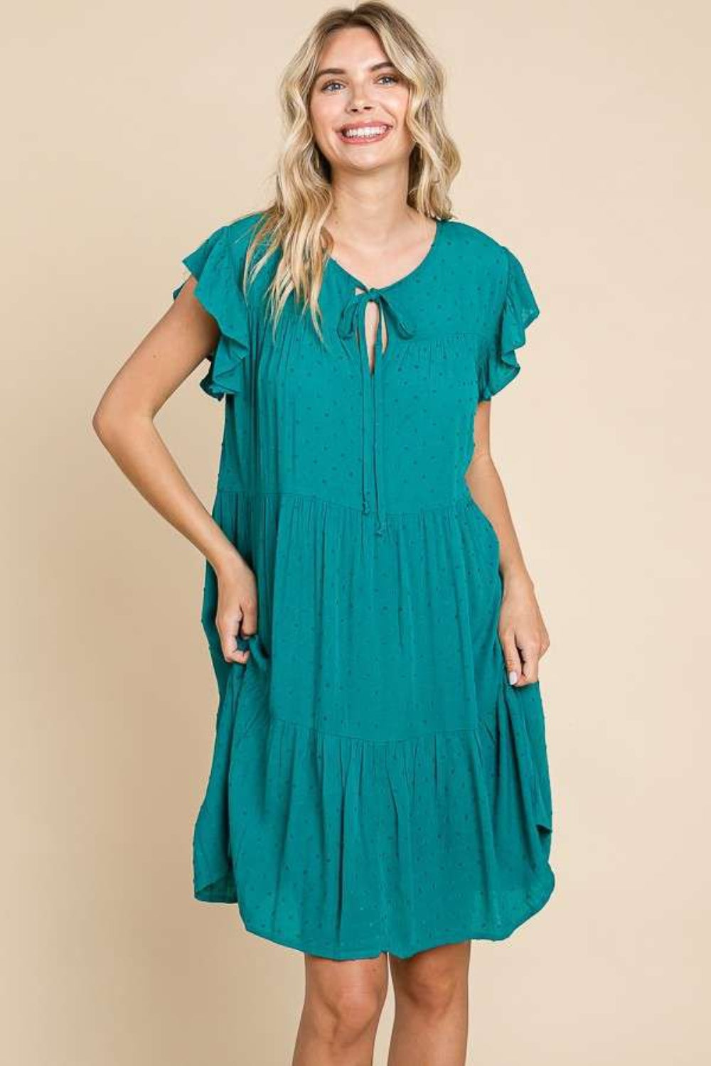 Ruffle Cap Sleeve Tiered Dress