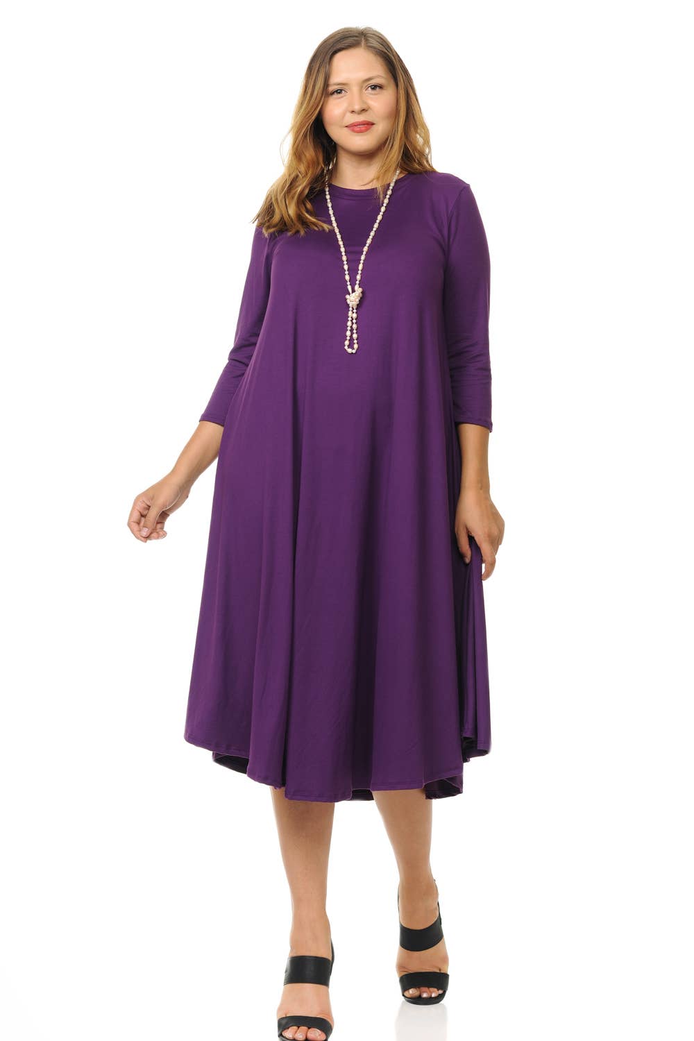 A Line Swing Trapeze Midi Dress Plus