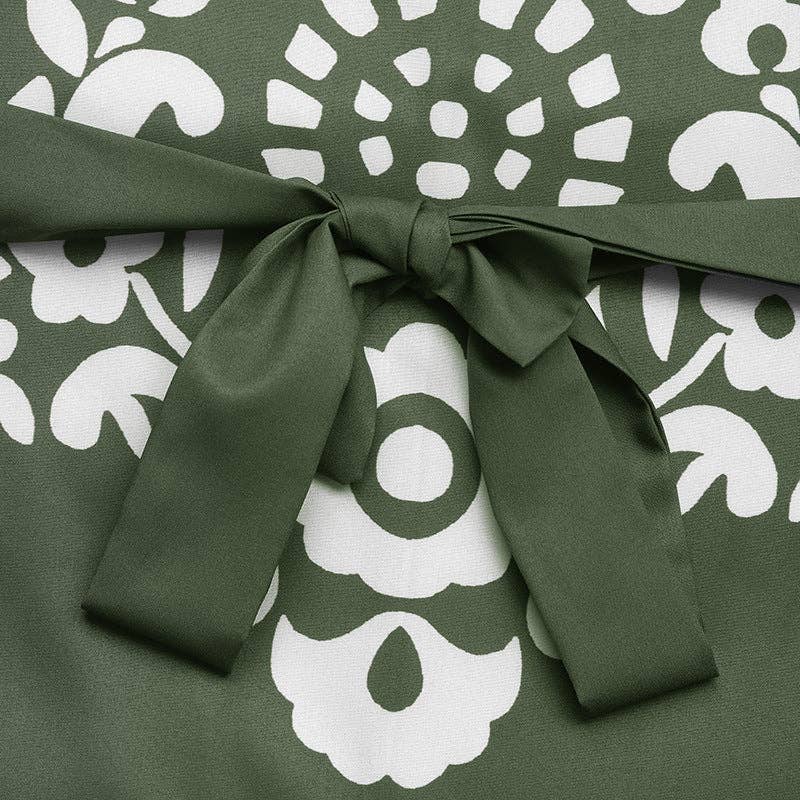 Green Split Hem Folk Style Midi Dress with Belt
