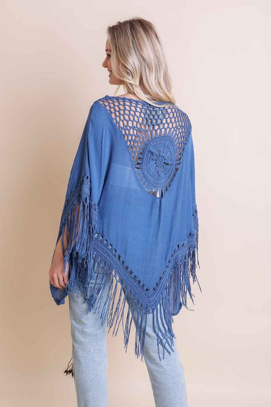 Crochet Medallion Tassel Kimono