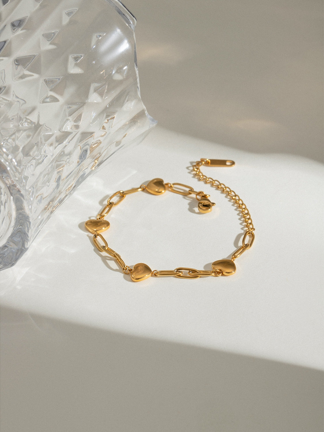 18K Gold-Plated Stainless Steel Heart Bracelet