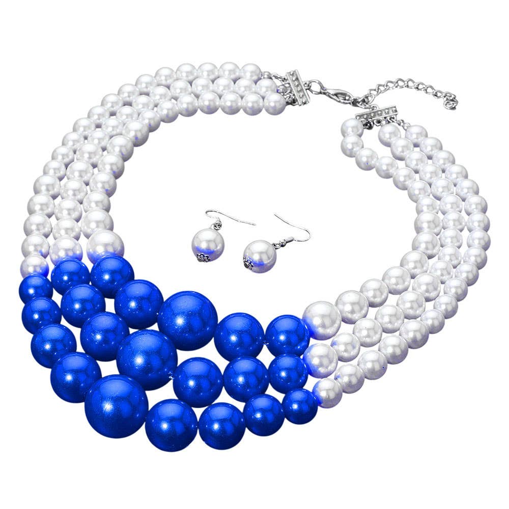 Chunky Pearl Triple Layered Strand Necklace
