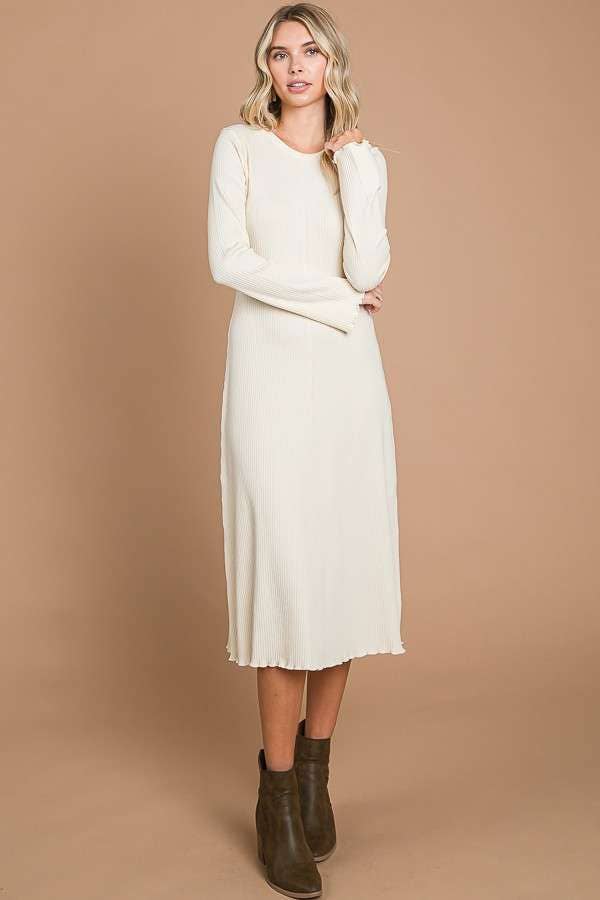 Crew Neck Bell Sleeve Dress