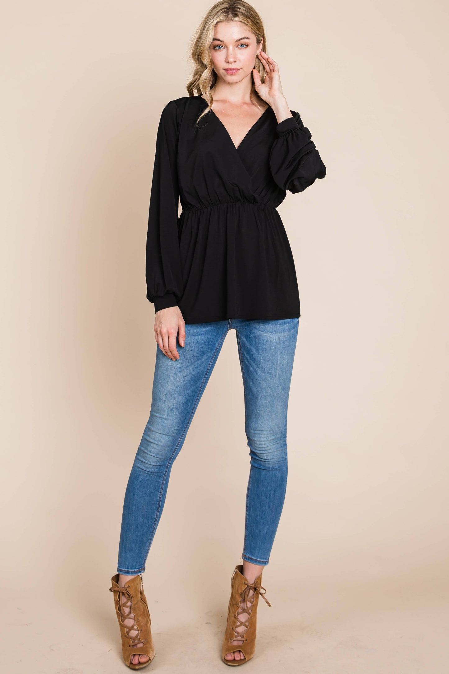 TL1736  LONG SLEEVE WRAP TUNIC