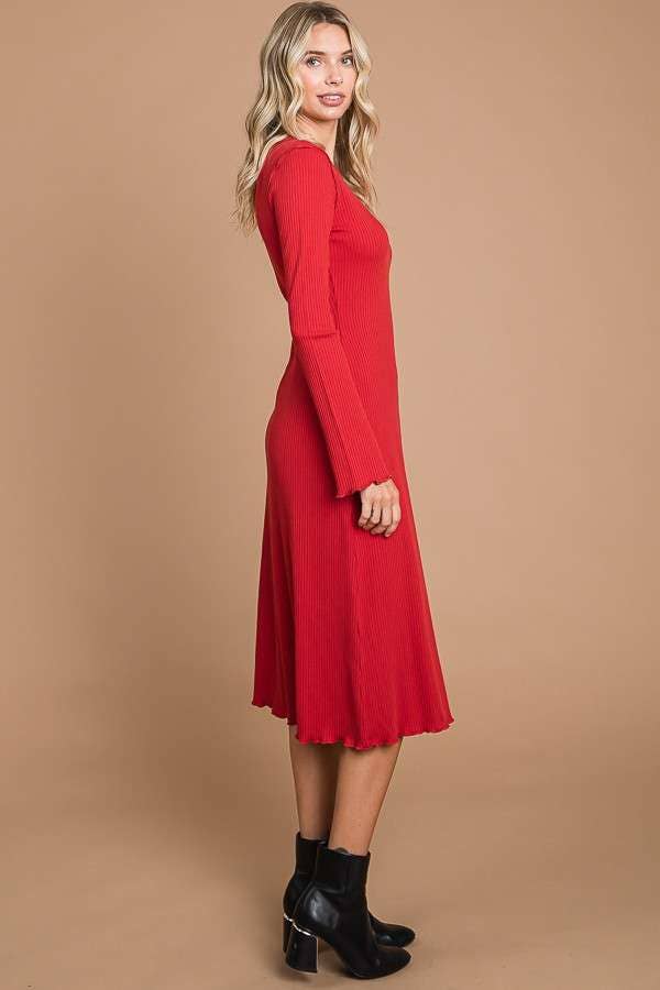 Crew Neck Bell Sleeve Dress