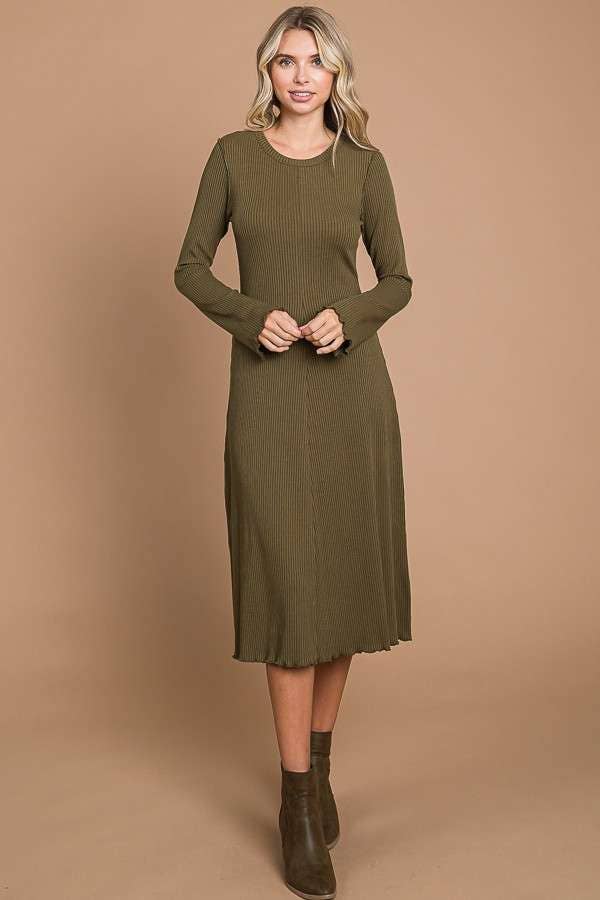 Crew Neck Bell Sleeve Dress