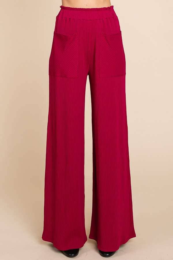 Ruching Frill Wasit Wide Pants