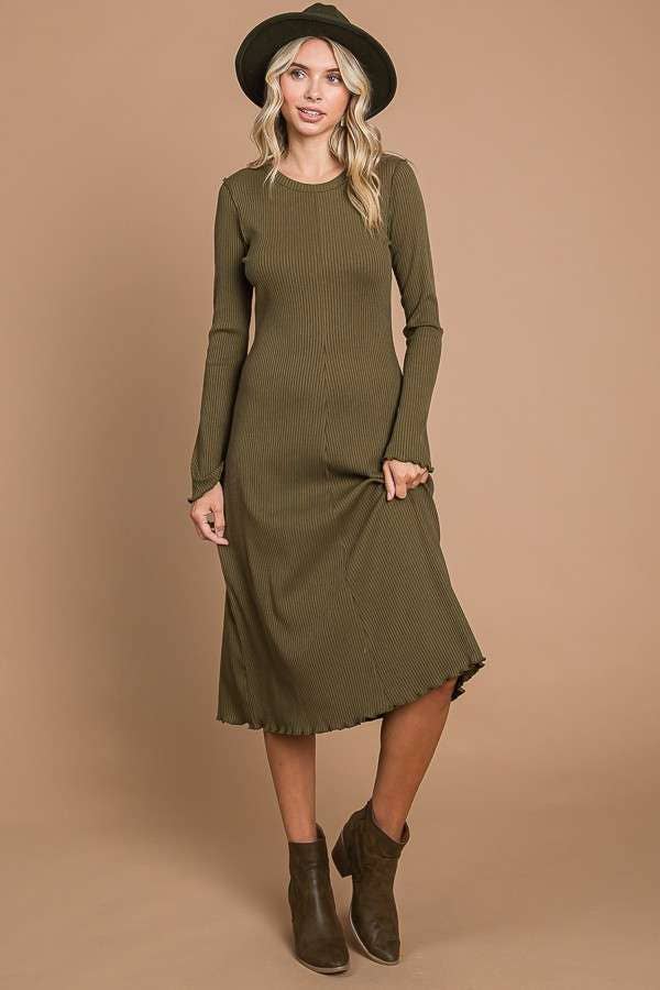 Crew Neck Bell Sleeve Dress