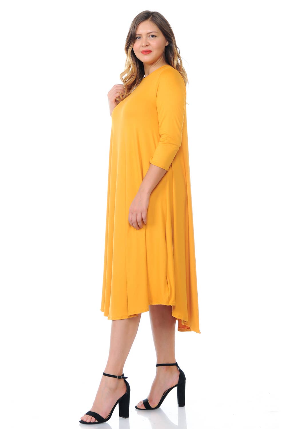 A Line Swing Trapeze Midi Dress Plus