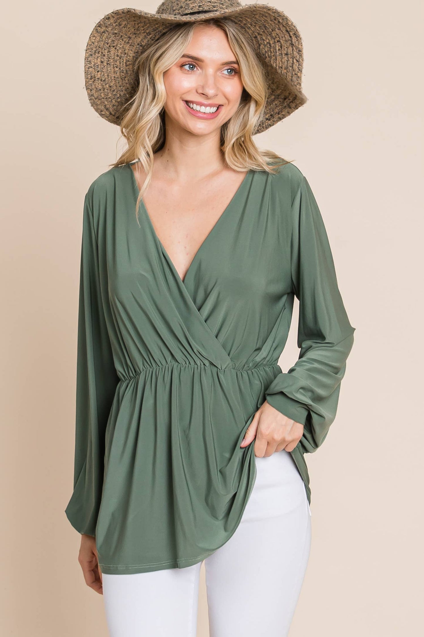 TL1736  LONG SLEEVE WRAP TUNIC