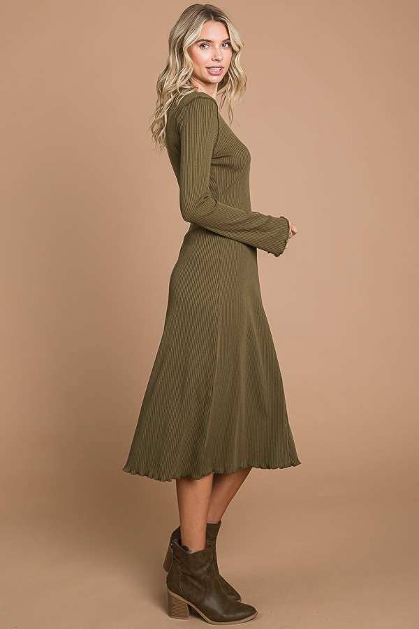 Crew Neck Bell Sleeve Dress