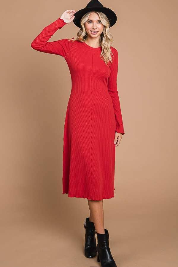 Crew Neck Bell Sleeve Dress