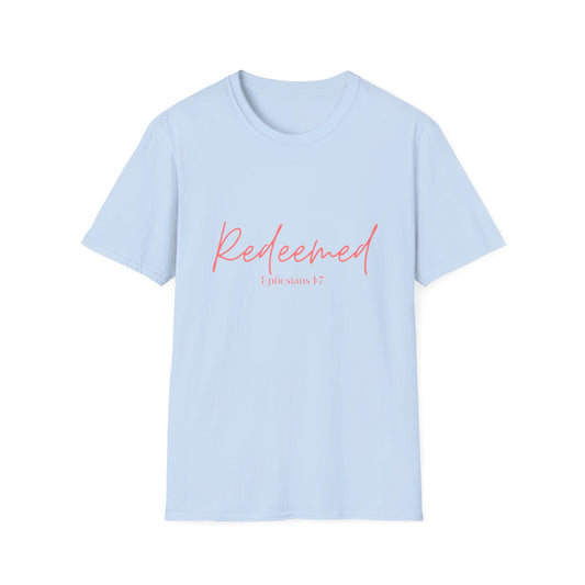 Redeemed, Ephesians 1:7, Unisex Softstyle T-Shirt