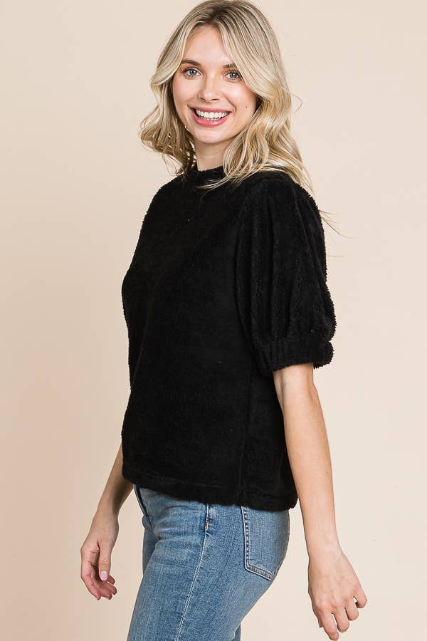 Crew Neck Puff Sleeve Top