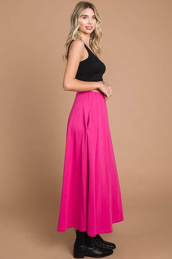 CBF1942-Maxi Full Solid Skirt