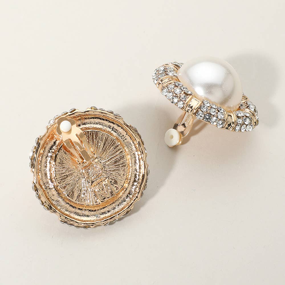 Pearl Cluster Clip On Earrings