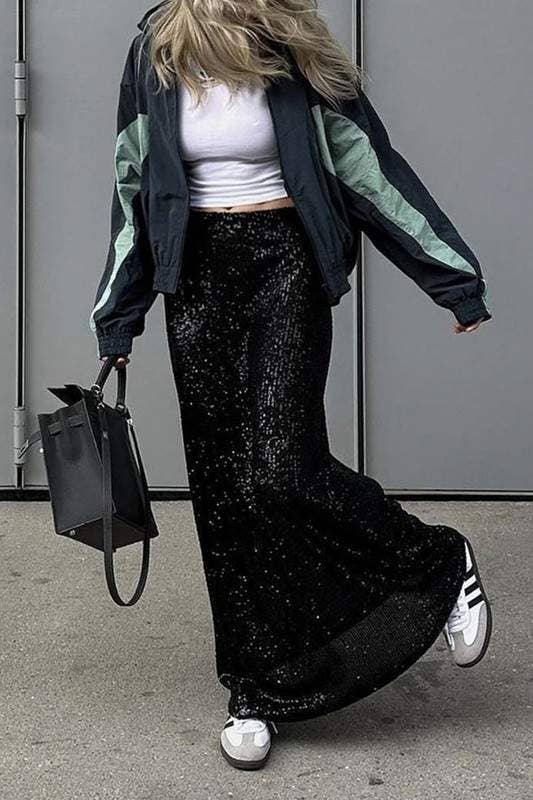 Sequins long skirt