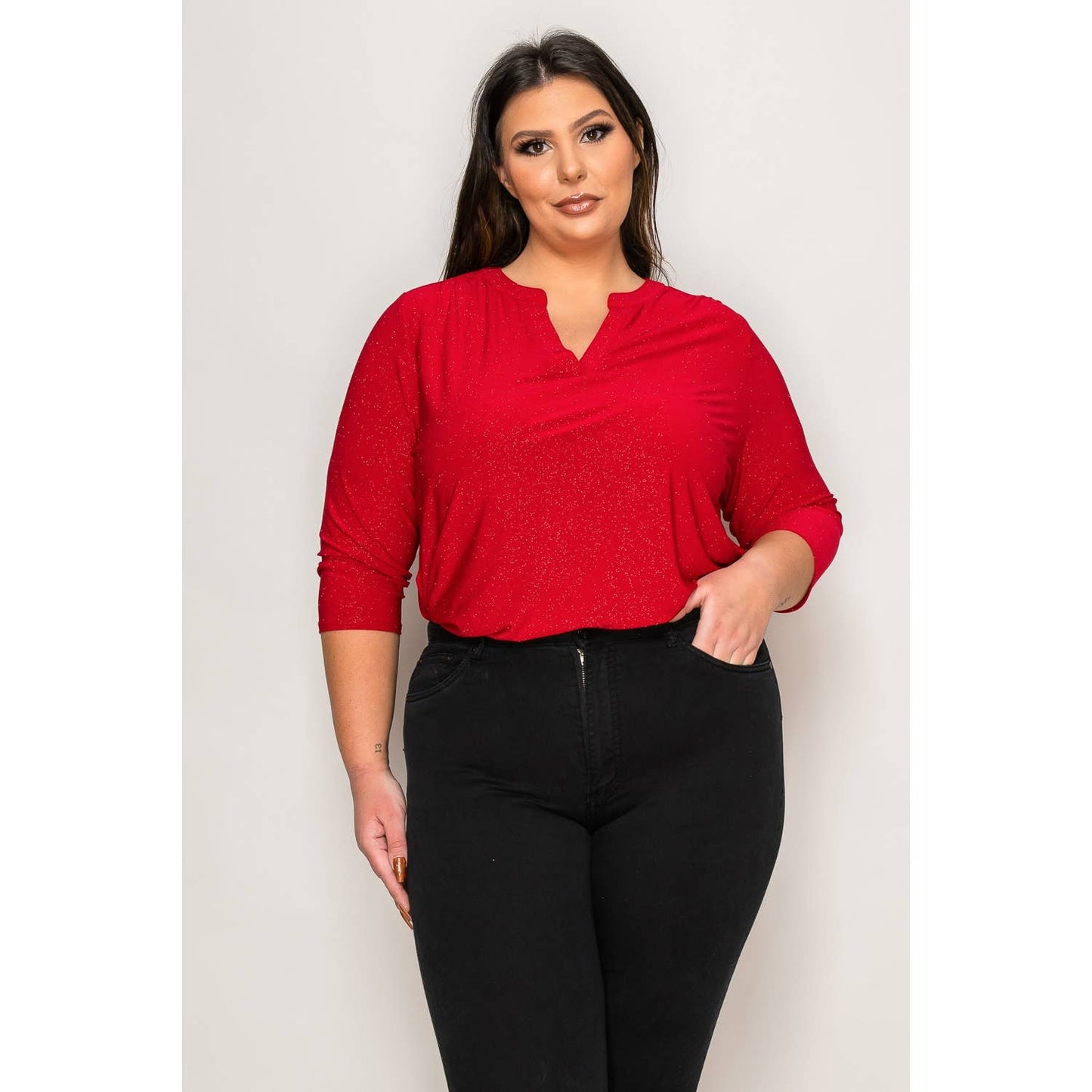 PLUS ITY GLITTER HENLEY SHIRT