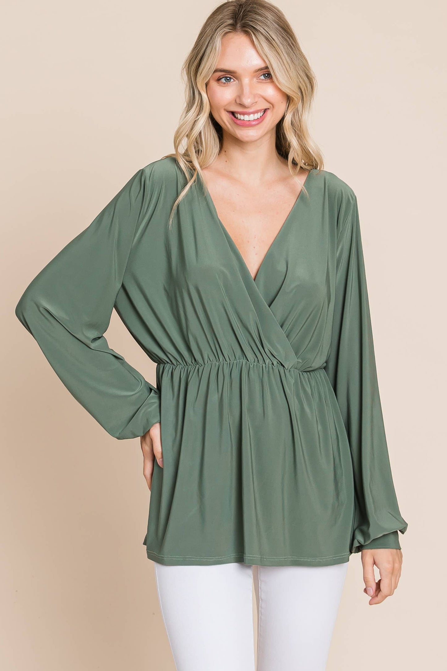 TL1736  LONG SLEEVE WRAP TUNIC