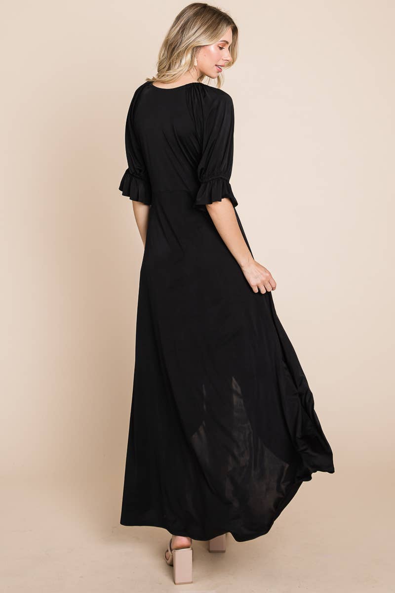 ETD-838 Solid Venezia Faux Wrap Dress