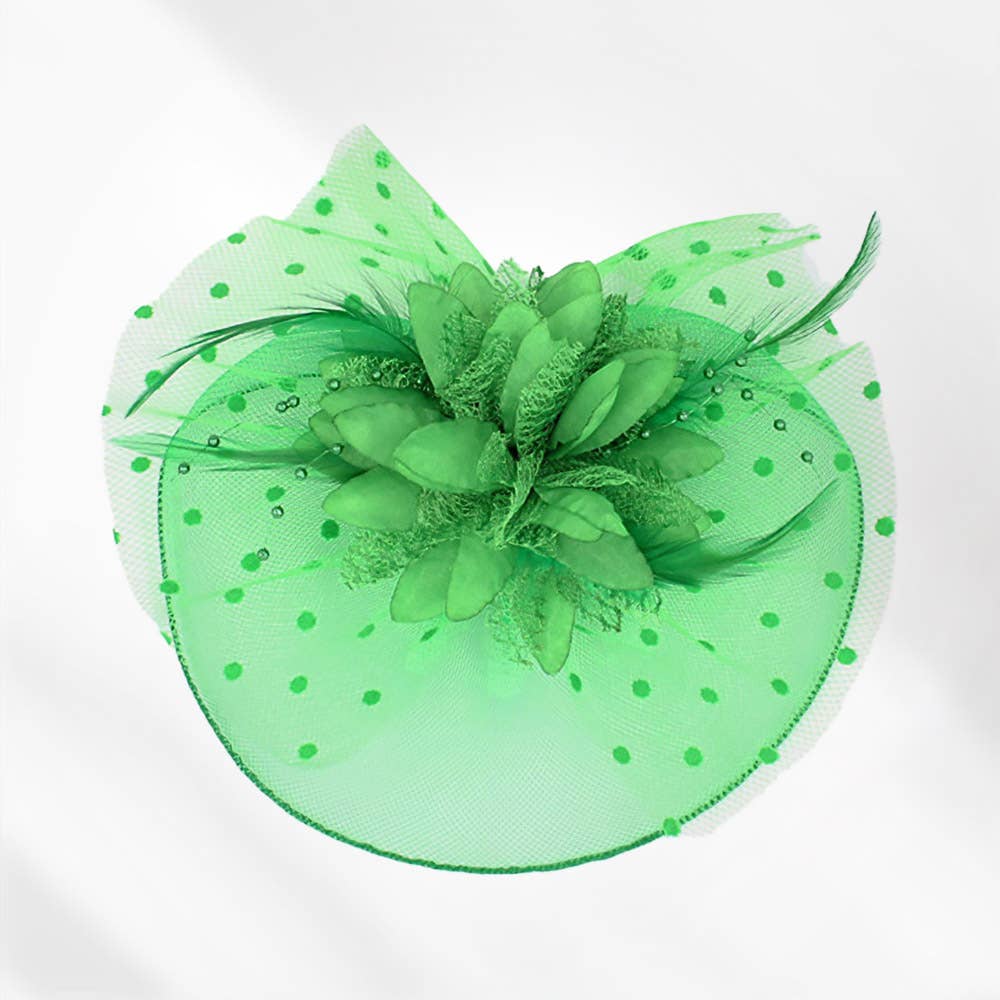 Feather Mesh Flower Fascinator / Headband