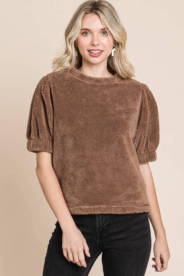 Crew Neck Puff Sleeve Top