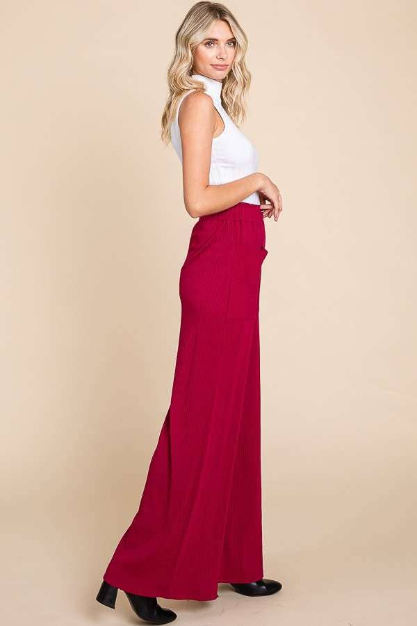 Ruching Frill Wasit Wide Pants