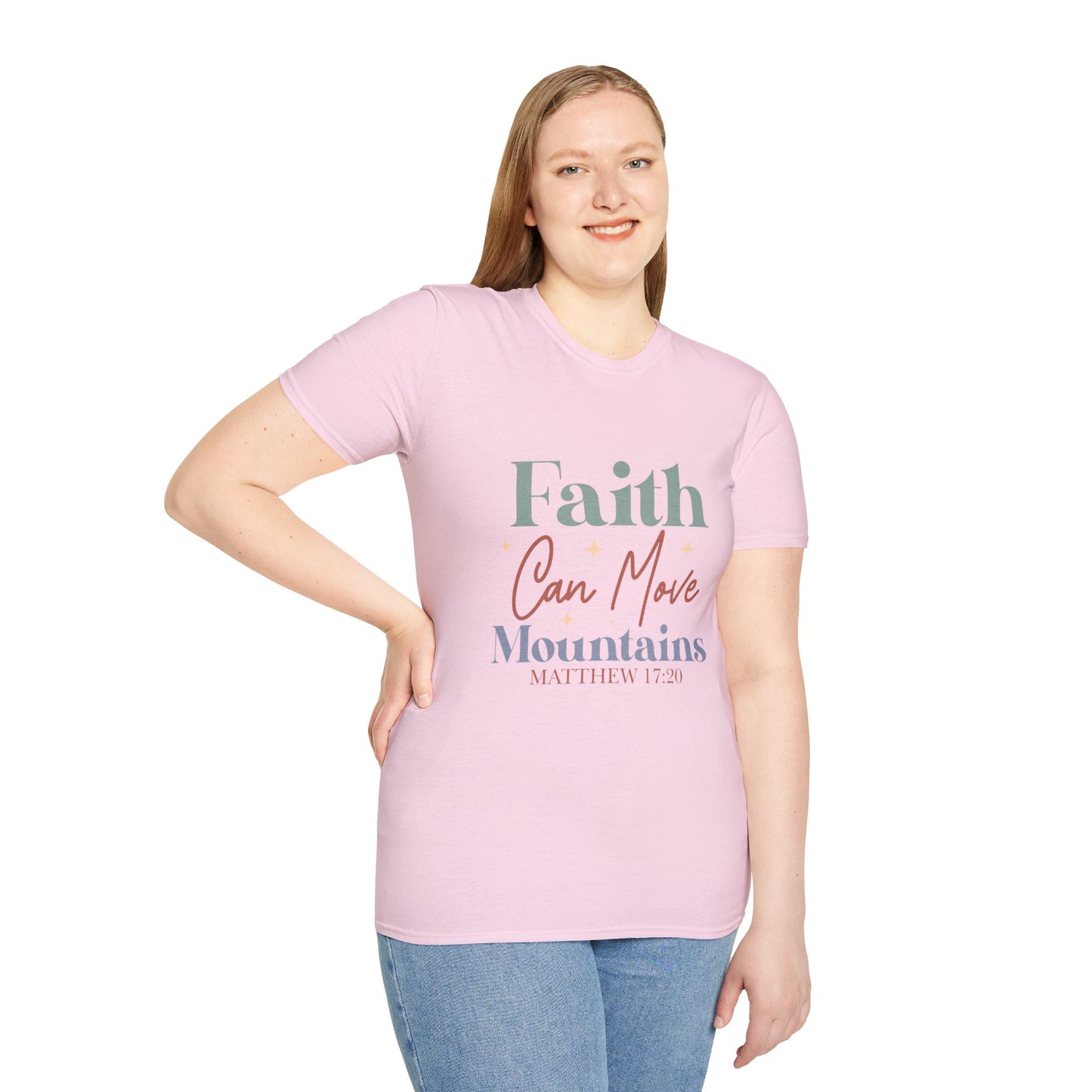 Faith Can Move Mountains, Matthew 17:20, Unisex Softstyle T-Shirt