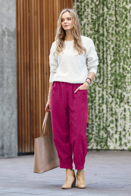 SI-23449 Corduroy Front pocket Baggy Pants