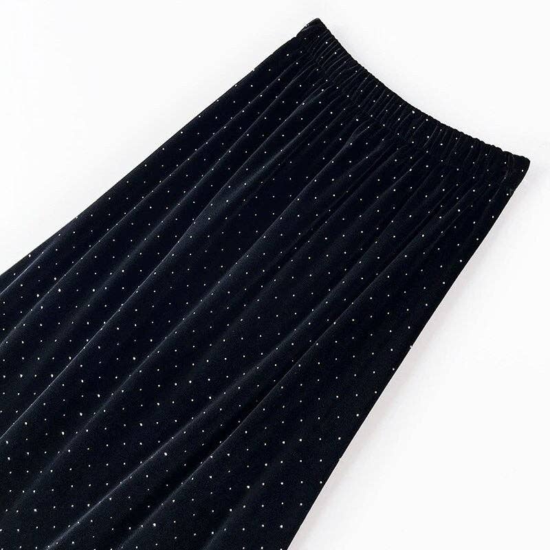Velvet Midi Skirt With Sparkling Rhinestones