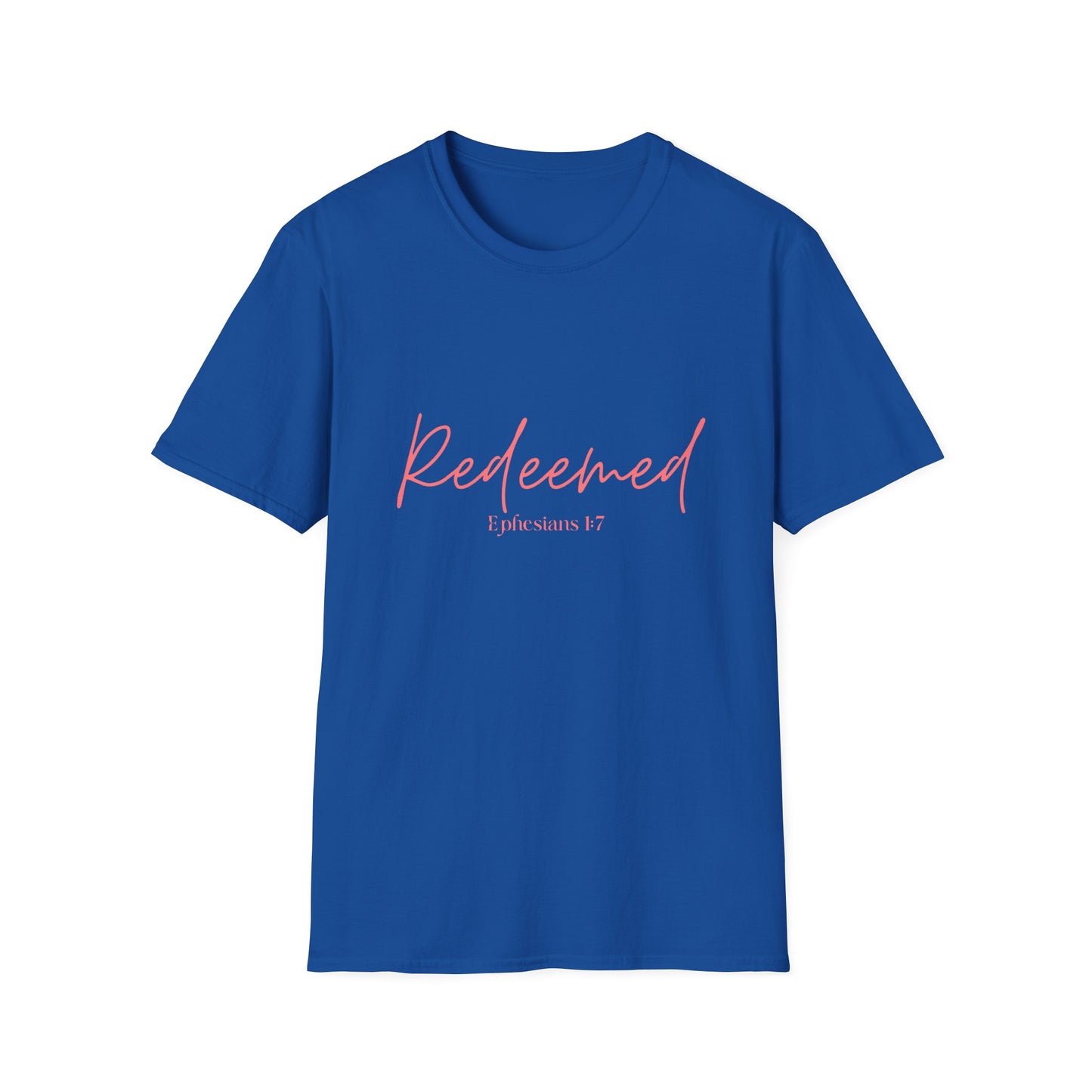 Redeemed, Ephesians 1:7, Unisex Softstyle T-Shirt