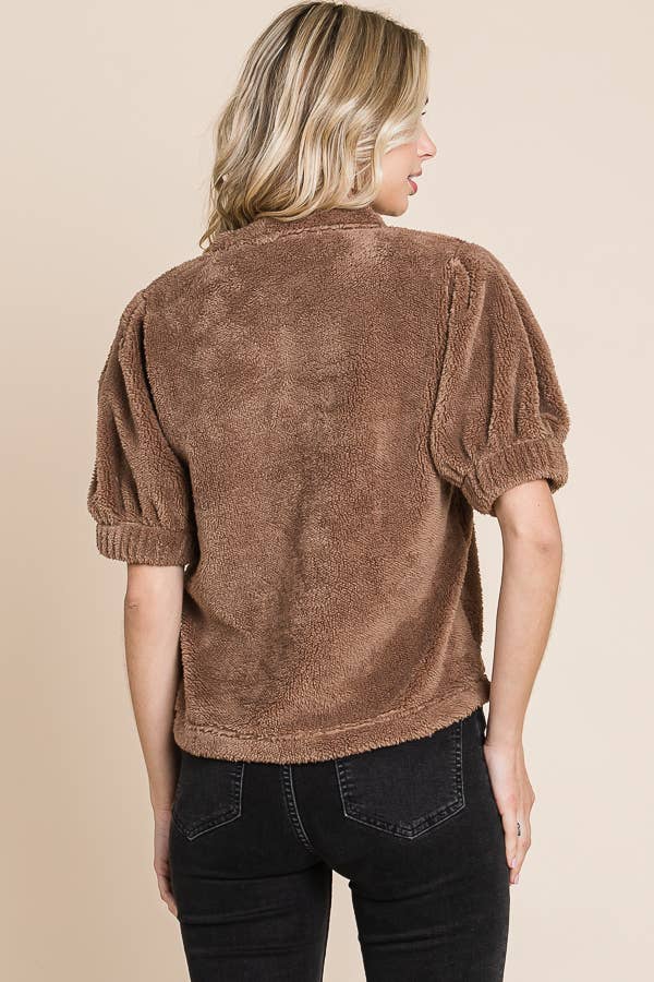 Crew Neck Puff Sleeve Top