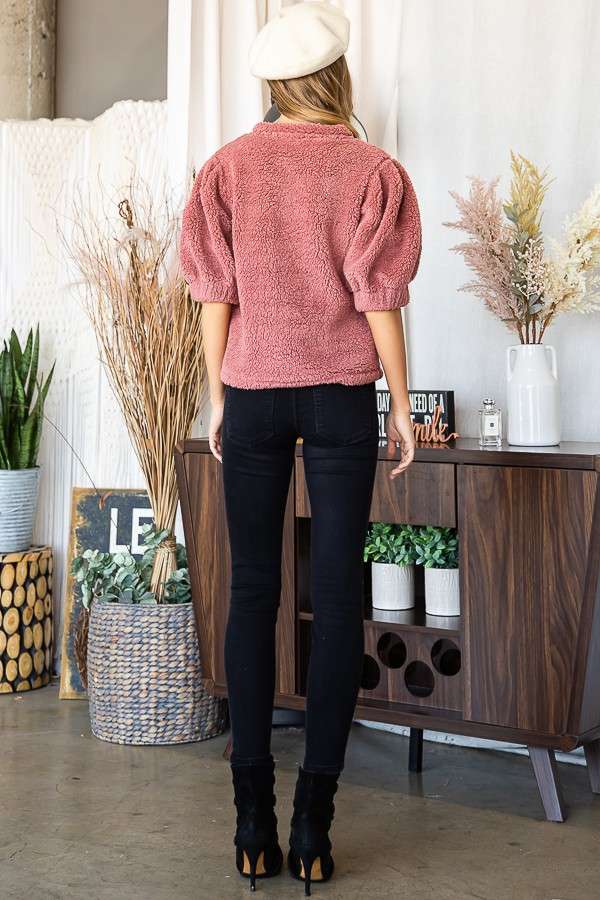 Crew Neck Puff Sleeve Top