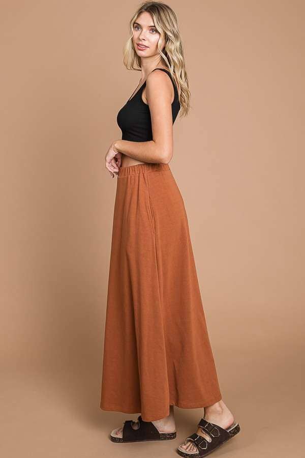 CBF1942-Maxi Full Solid Skirt