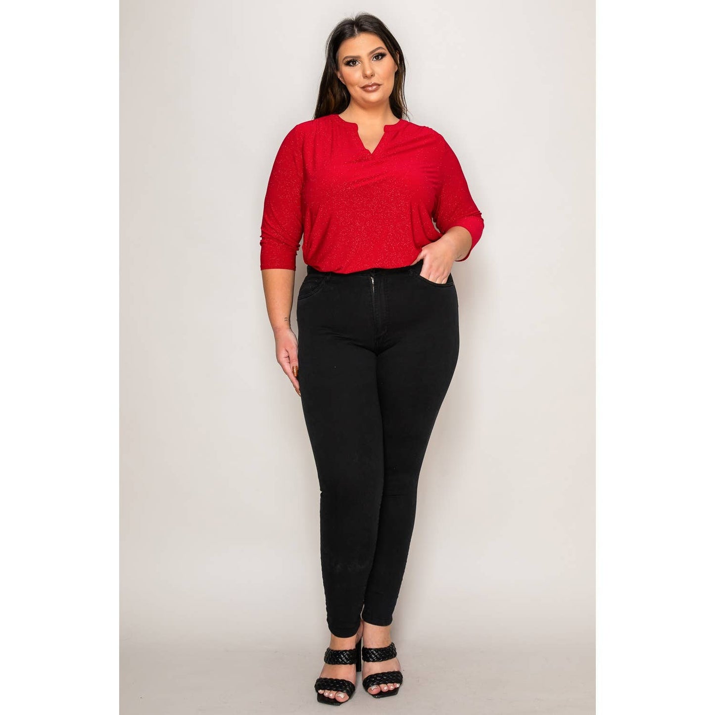 PLUS ITY GLITTER HENLEY SHIRT